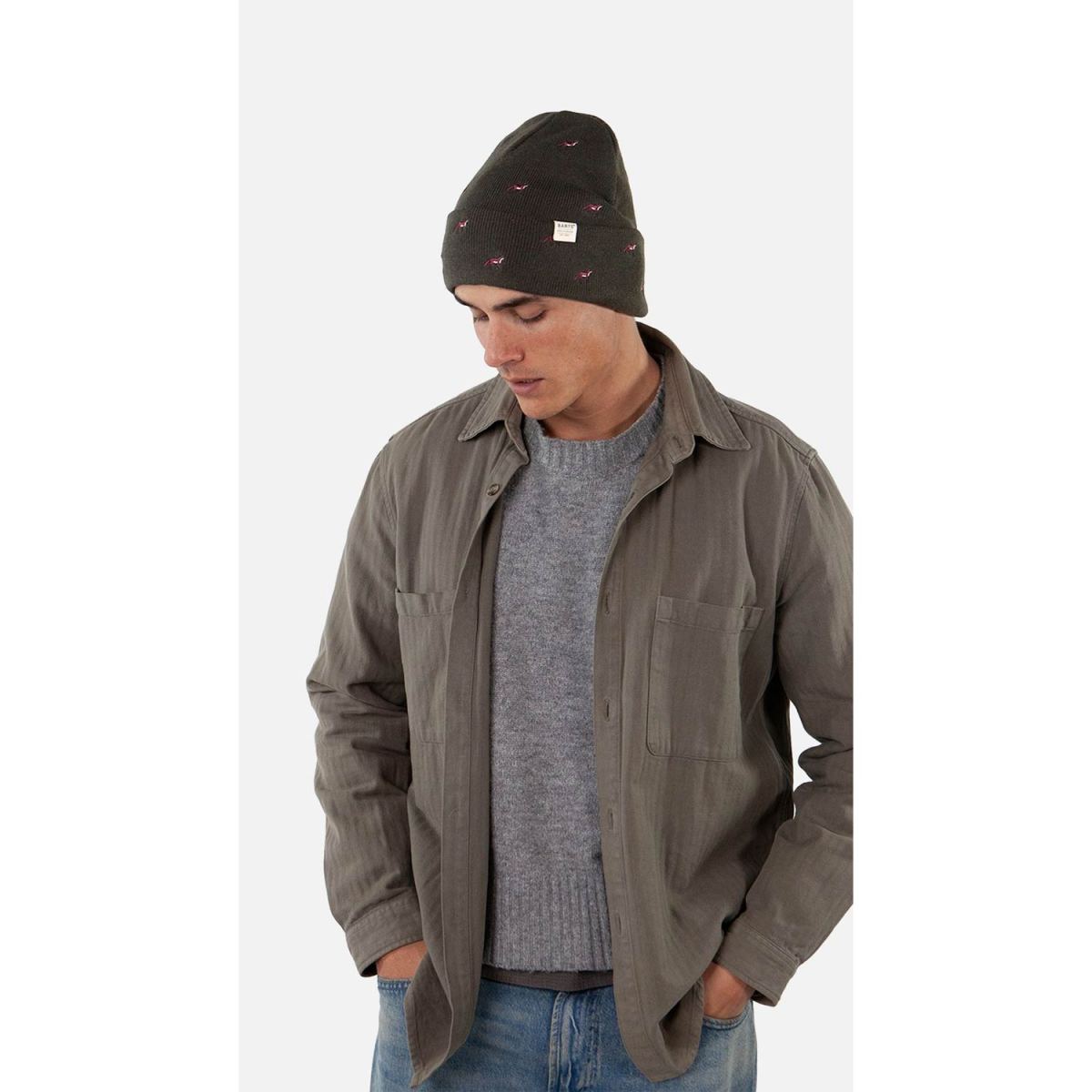 Barts - Vinson Beanie - Herren Feingestrickte Mütze mit Füchsen - Army – Bild 2