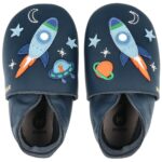 Bobux - Soft Sole Cosmic Rocket - Kleinkinder Krabbelschuhe aus Leder - Dunkelblau (Navy)