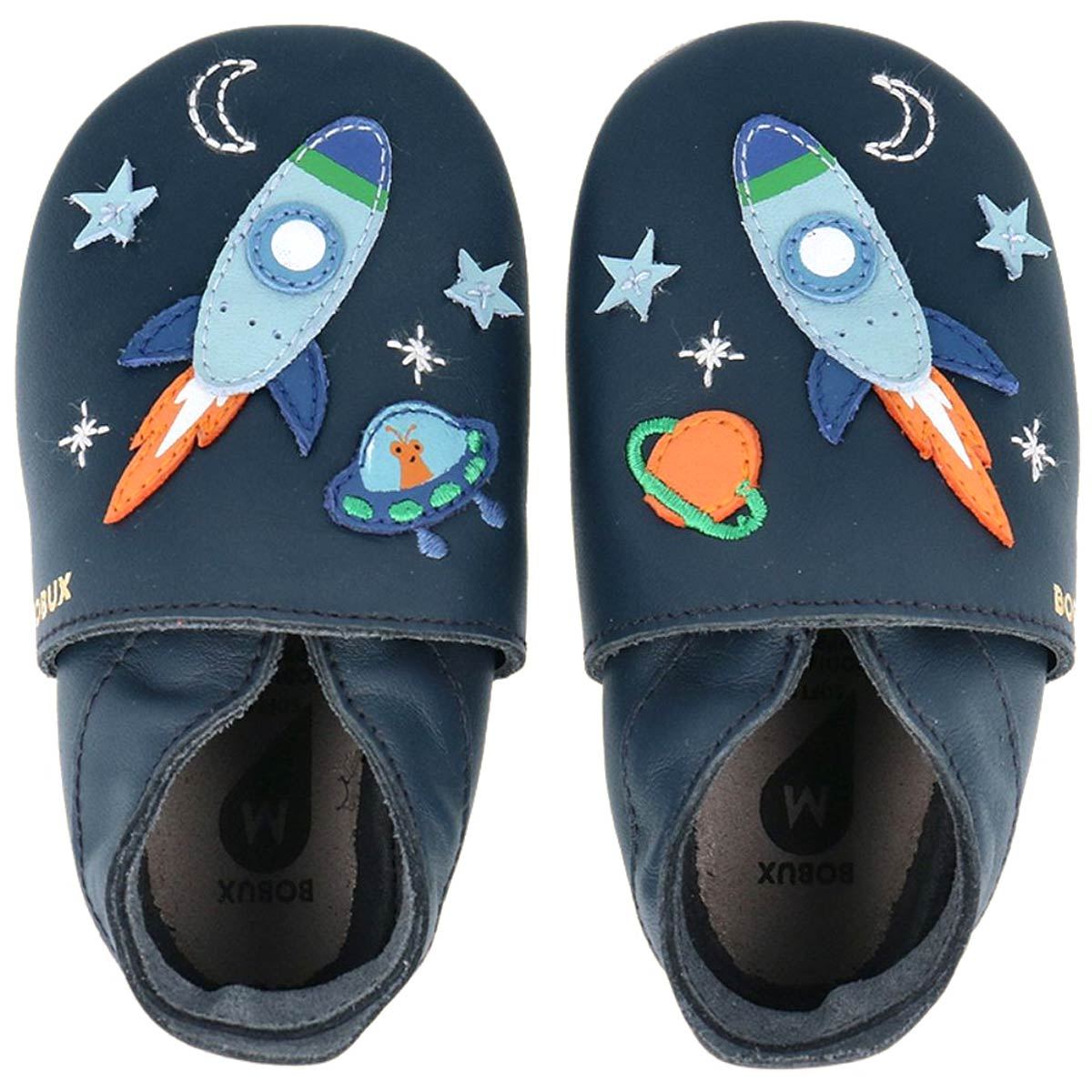 Bobux - Soft Sole Cosmic Rocket - Kleinkinder Krabbelschuhe aus Leder - Dunkelblau (Navy)
