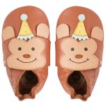 Bobux - Soft Sole Cheeky Monkey - Kleinkinder Krabbelschuhe mit Affen-Motiv - Hellbraun (Mocha Sandstorm)
