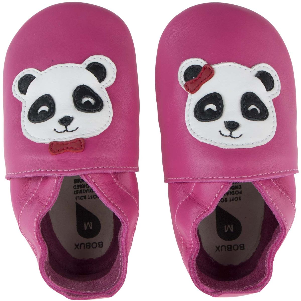 Bobux - Soft Sole Panda - Baby Krabbelschuhe aus Leder mit Ente - Pink