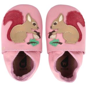 Bobux - Soft Sole Hazel - Mädchen Krabbelschuhe mit Eichhörnchen-Motiv - Rosa (Lotus)