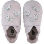 Bobux - Butterflies - Mädchen Leder-Krabbelschuhe - Lilagrau/Schmetterlinge (Lilac)