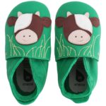 Bobux - Soft Sole Calf - Baby Krabbelschuhe aus Leder mit Kuhmotiv - Emerald