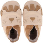 Bobux - Leo - Baby Weichsohlige Leder-Krabbelschuhe - Beige/Braun/Löwe (Oat)