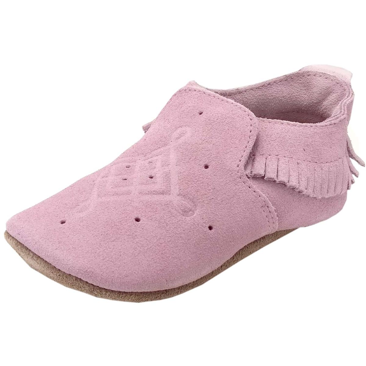Bobux - Soft Soles Indi - Baby Weichsohlige Leder-Krabbelschuhe - Rosa/Fransen – Bild 2