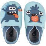 Bobux - Soft Sole Messy Monster - Kleinkinder Krabbelschuhe aus Leder - Hellblau (Celestial Blue)