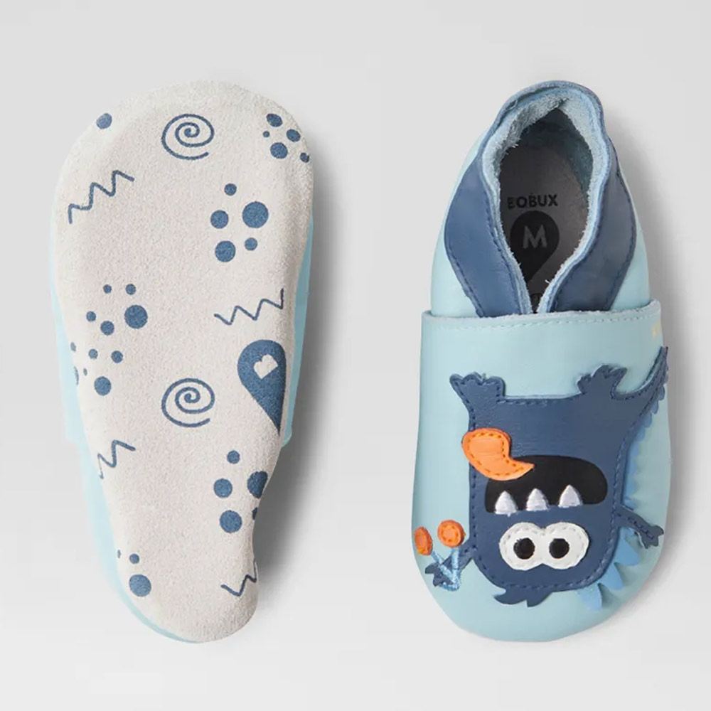 Bobux - Soft Sole Messy Monster - Kleinkinder Krabbelschuhe aus Leder - Hellblau (Celestial Blue) – Bild 4