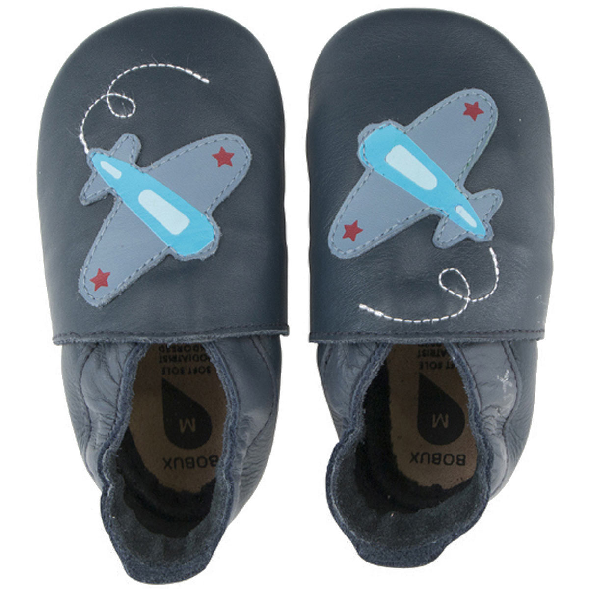Bobux - Plane - Kleinkinder Leder-Krabbelschuhe - Dunkelblau/Flugzeug (Navy)