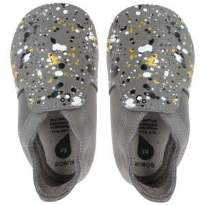 Bobux - Soft Soles Spekkel - Baby Weichsohlige Leder-Krabbelschuhe - Grau/Farbklexxer (Grey)