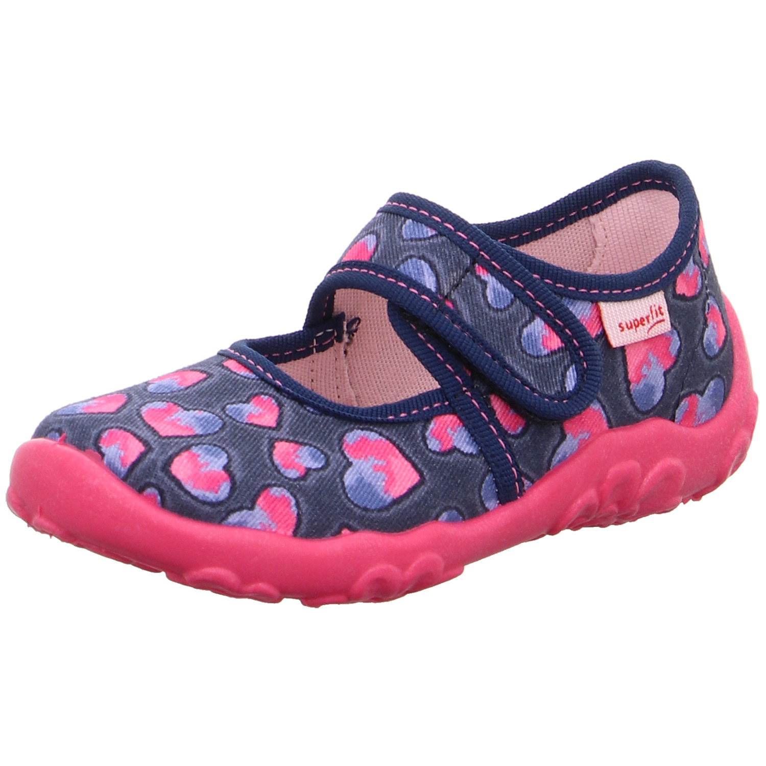 Superfit - Bonny - Mädchen Hausschuhe - Blau/Herzen (Water Kombi)