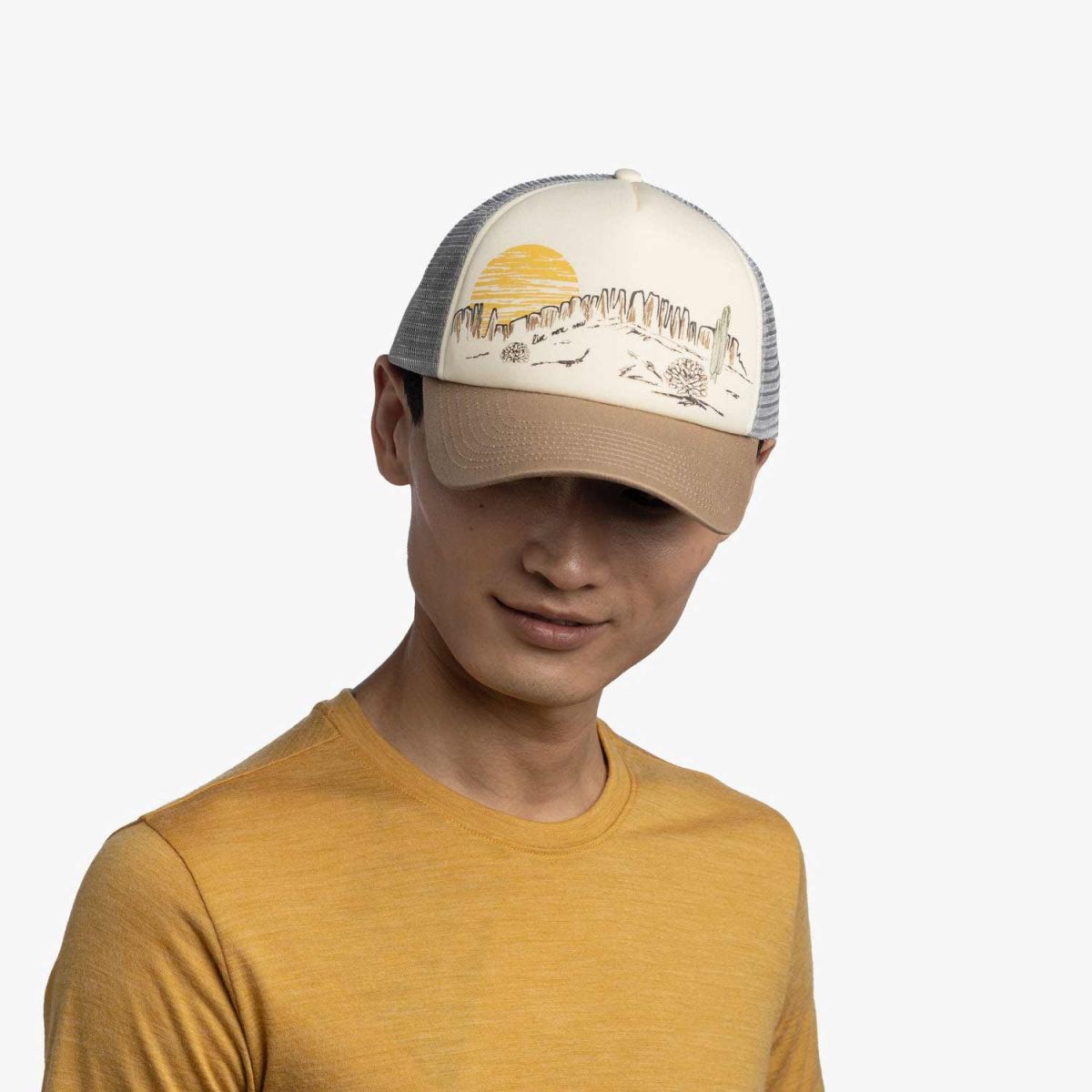 Buff - Trucker Cap - Herren Klassiker-Kappe - Creme/Beige/Grau (Lach Multi) – Bild 3