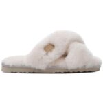 Canada Snow - Edmonton Slippers Cross - Dame Slide-Pantoffel aus Lammfell - Cremeweiß