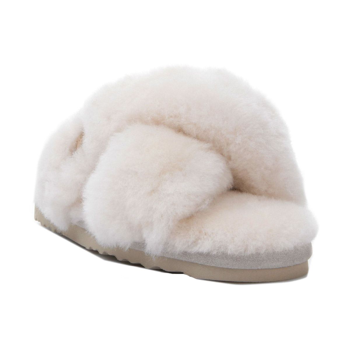 Canada Snow - Edmonton Slippers Cross - Dame Slide-Pantoffel aus Lammfell - Cremeweiß – Bild 2