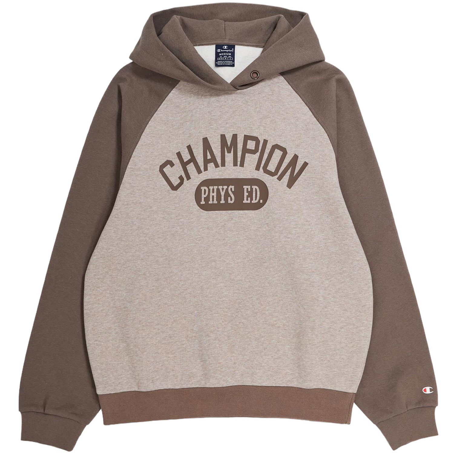 Champion - Hooded Sweatshirt Phys Ed Mn - Herren Kapuzenpullover mit Schriftzug - Braun/Beige (MDNM/LHB)