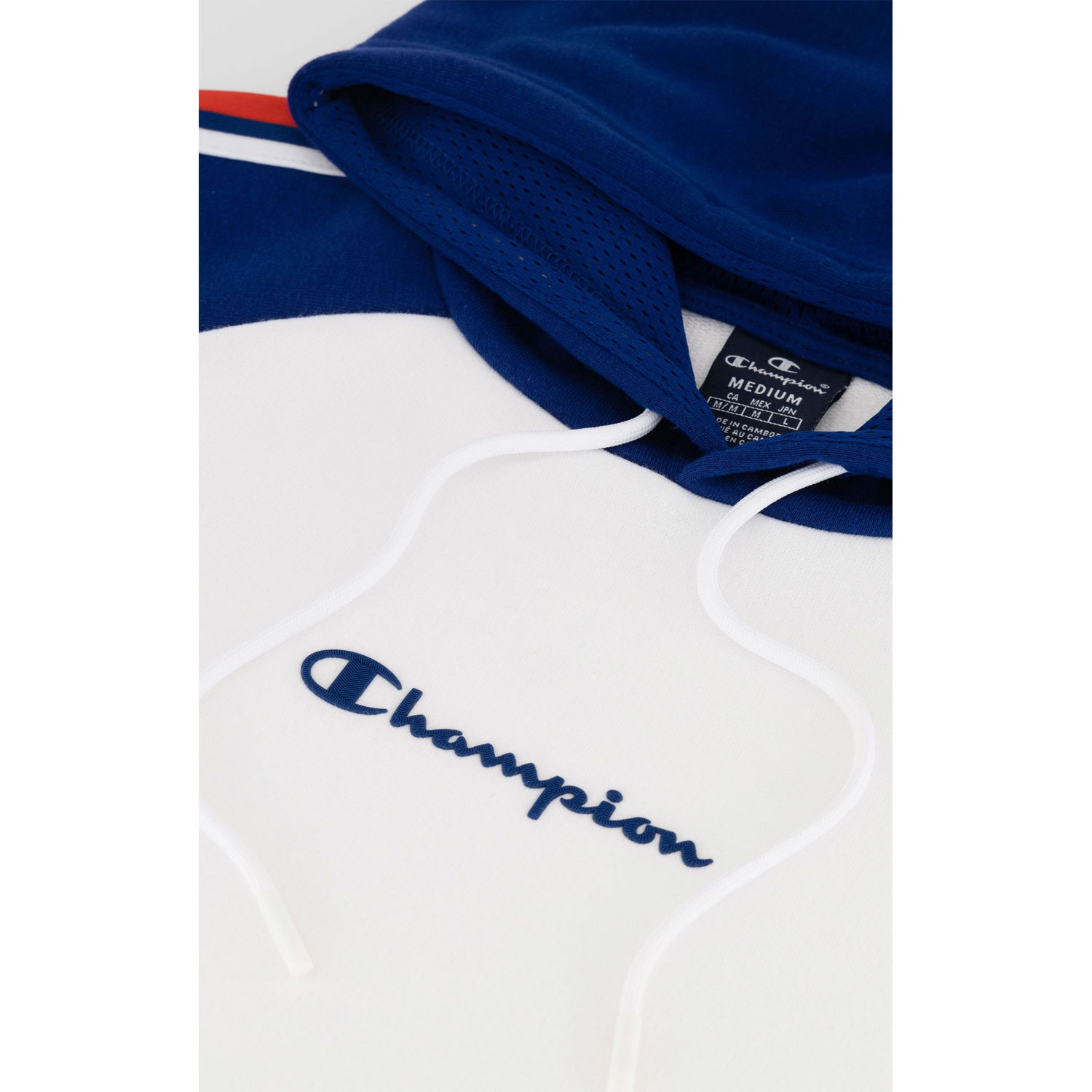 Champion - Hooded Sweatshirt Retro - Herren Basketball French Terry Hoodie - Weiß/Blau (WHT/BWB) – Bild 3