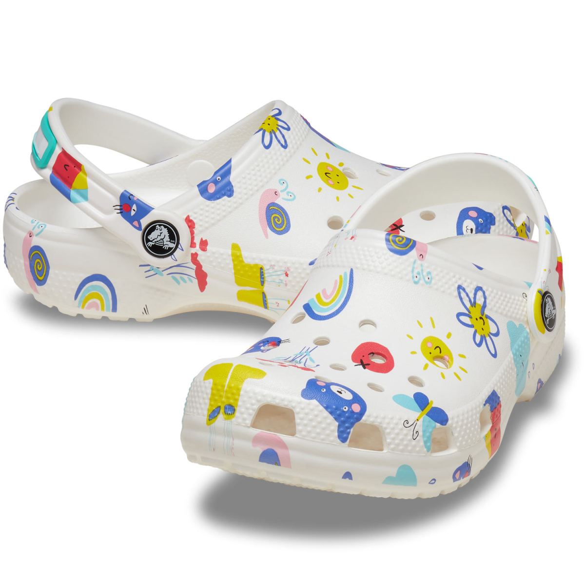 Crocs - Classic Doodle Print Clog Kids - Kinder Sandale - White/Multi – Bild 3