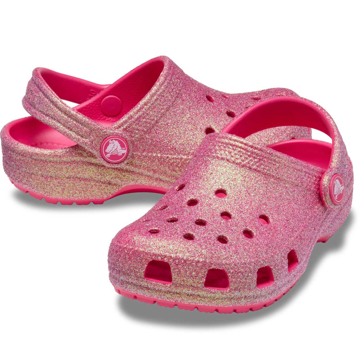 Crocs - Classic Glitter Toddler - Kleinkinder Glitzer-Clogs - Pink/Glanz (Dragon Fruit) – Bild 3