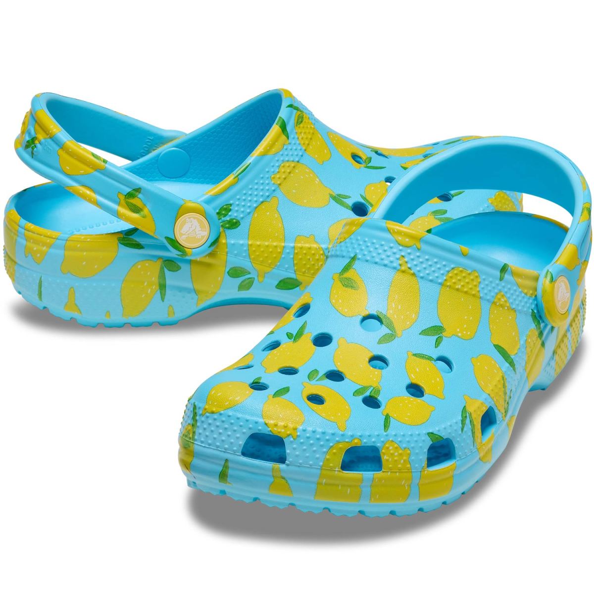 Crocs - Classic Fresh Fruits Clog - Damen Softe Pantoffel-Sandale - Hellblau/Gelb (Tinted Glass) – Bild 3