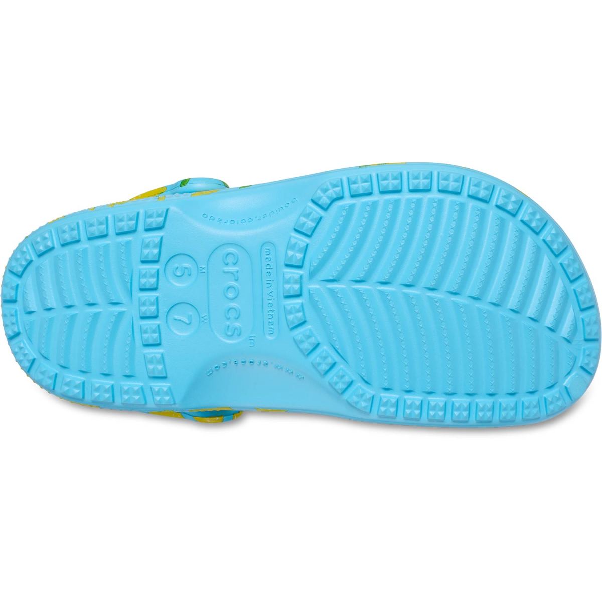 Crocs - Classic Fresh Fruits Clog - Damen Softe Pantoffel-Sandale - Hellblau/Gelb (Tinted Glass) – Bild 5