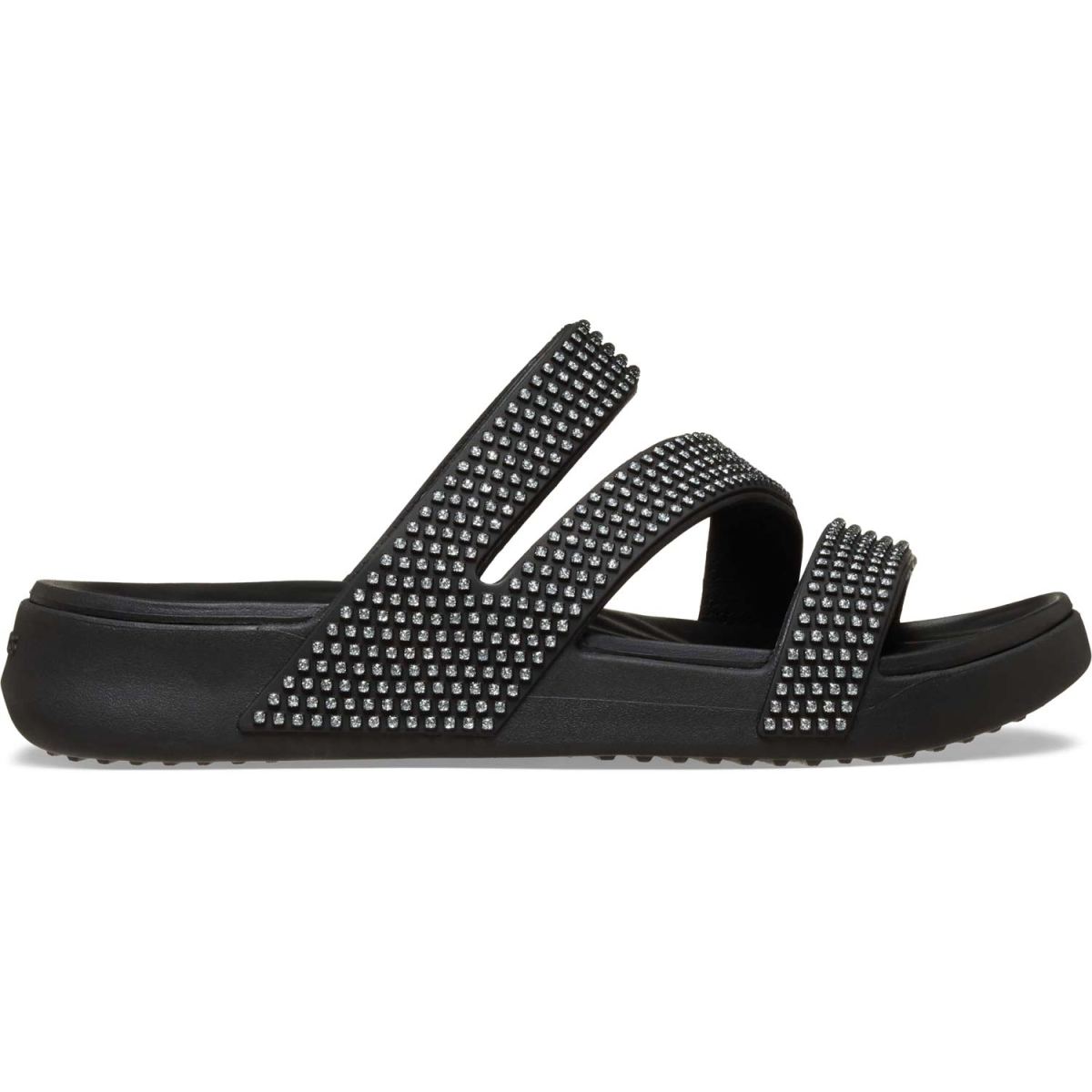 Crocs - Getaway Gems Strappy - Damen Komfort-Pantoletten mit Glanz - Schwarz (Black)