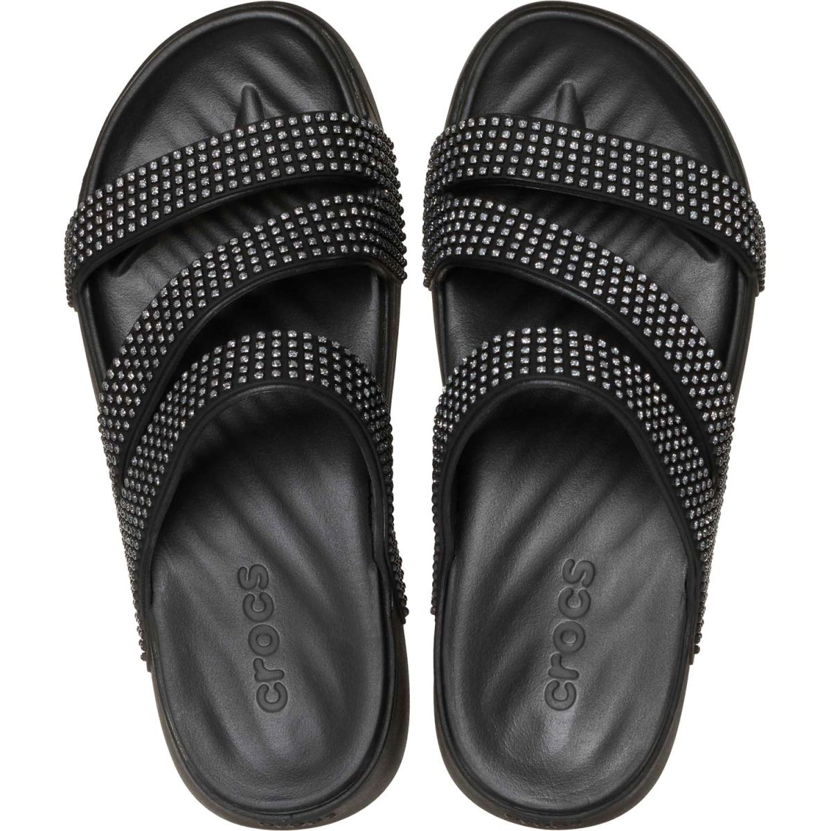 Crocs - Getaway Gems Strappy - Damen Komfort-Pantoletten mit Glanz - Schwarz (Black) – Bild 4