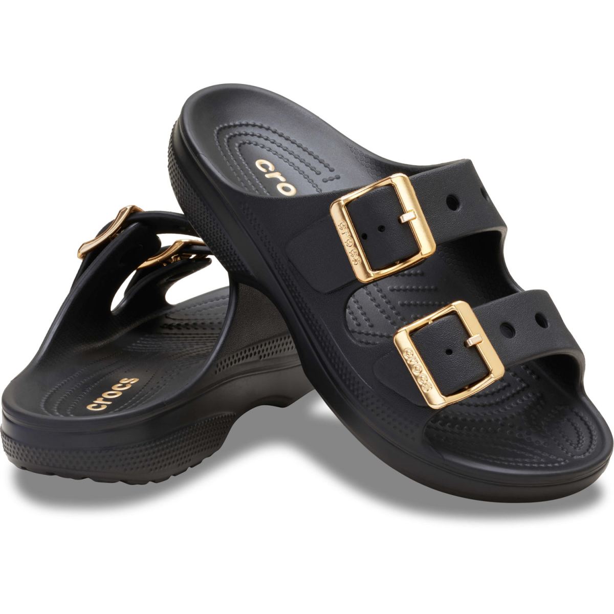Crocs - Metallic Buckle Saturday Sandal - Damen Style-Pantoletten - Schwarz (Black) – Bild 3