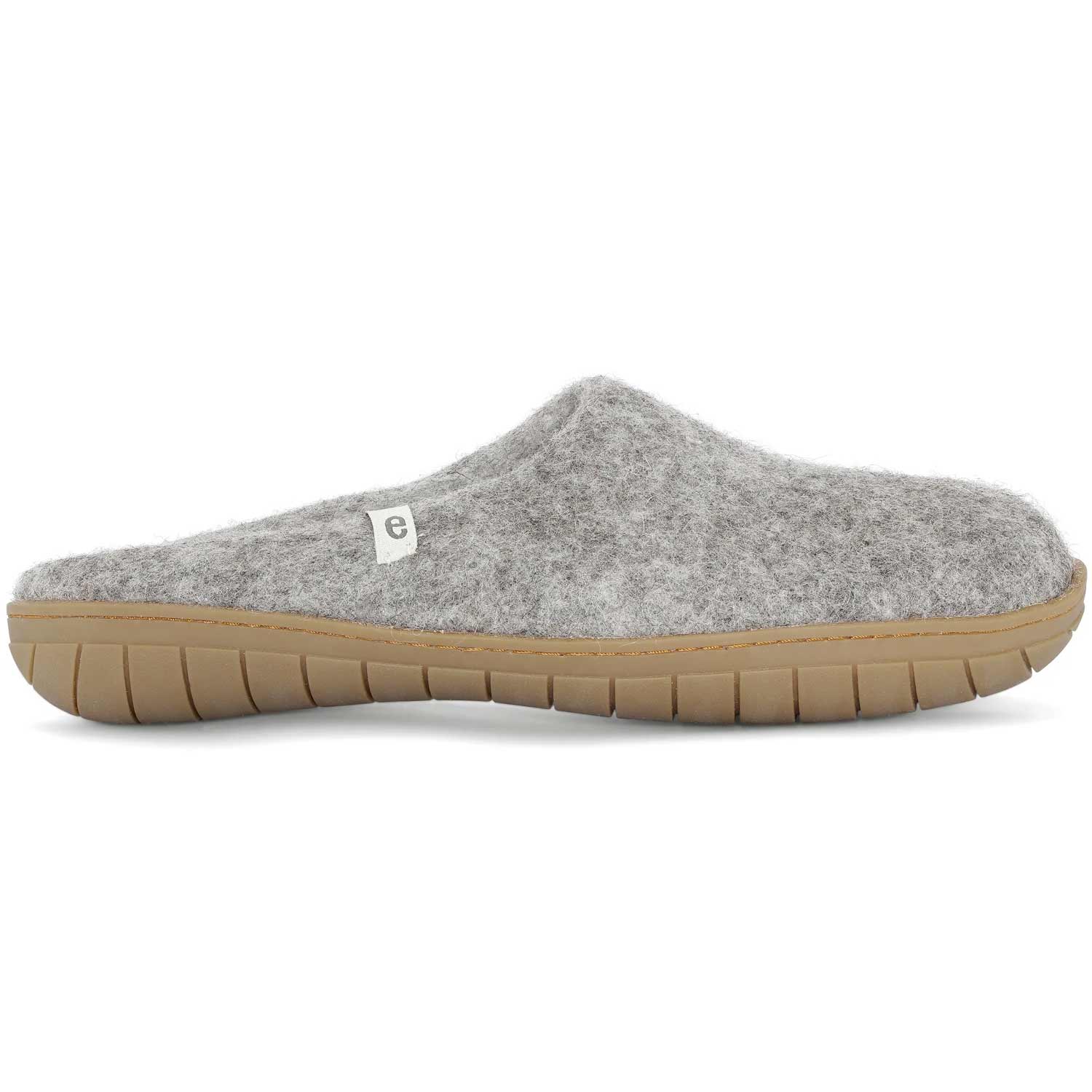 Egos - Fair Trade Slipper Rubber Sole - Unisex Wollfilz-Pantoffel mit Gummisohle - Grau (Natural Grey)