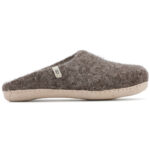 Egos - Fair Trade Slipper - Unisex Wollfilz-Pantoffel - Graubraun (Natural Brown)