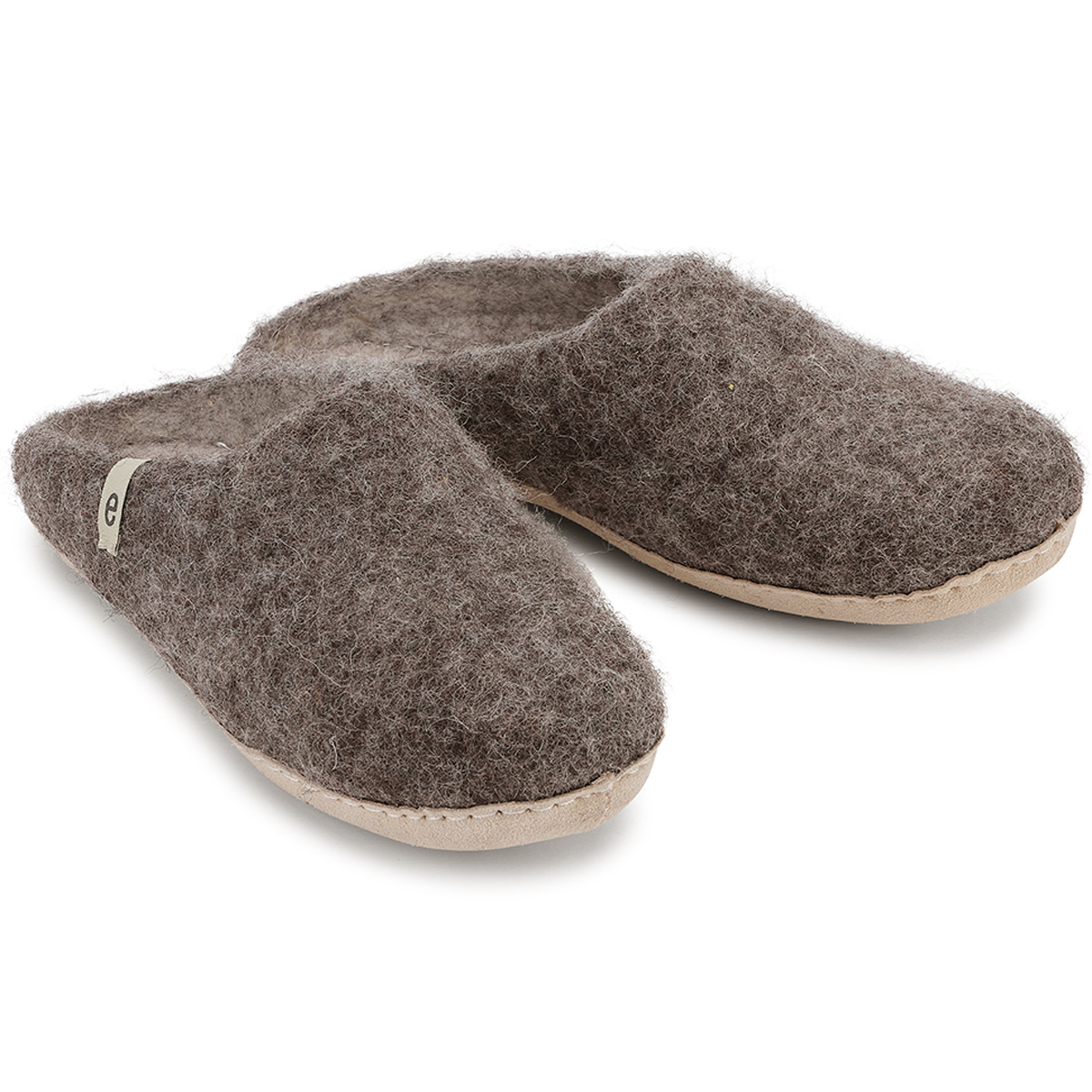 Egos - Fair Trade Slipper - Unisex Wollfilz-Pantoffel - Graubraun (Natural Brown) – Bild 3