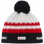 Eisbär - Kova Pompon SKA - Unisex Winter-Strickmütze mit Fleeceband - Schwarz/Ardea/Weiß