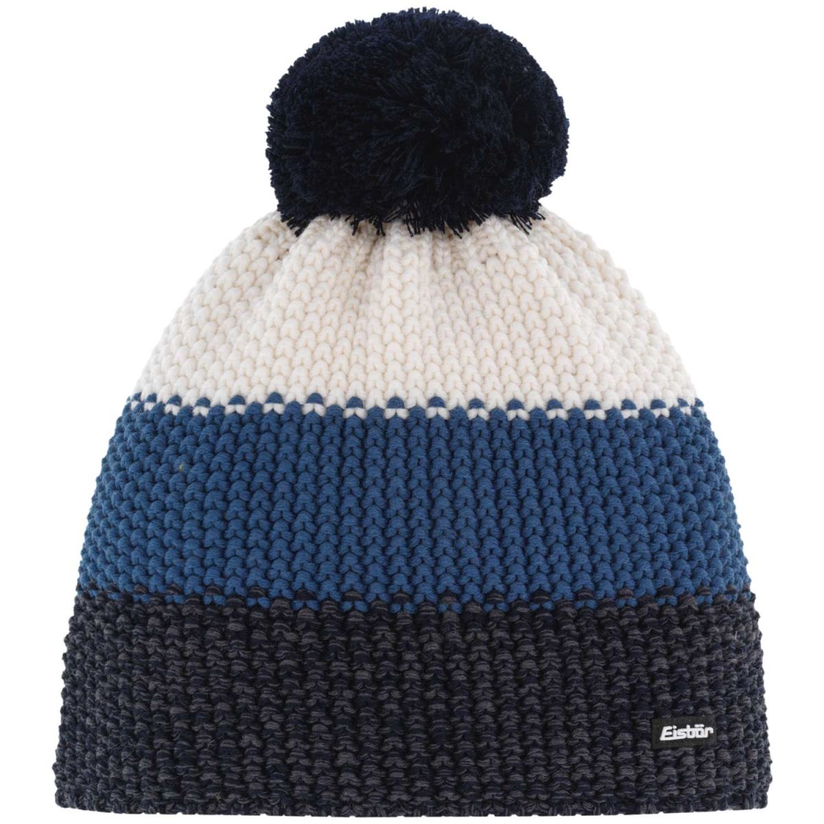 Eisbär - Star Pompon RL - Unisex Winter-Strickmütze mit Fleeceband - Nachtmeliert/Hellcobalt/Milk