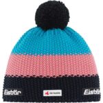 Eisbär - Star Pompon SKA - Damen Winter-Strickmütze mit Fleeceband - Schwarzblmeliert/Strawberry/Mugo