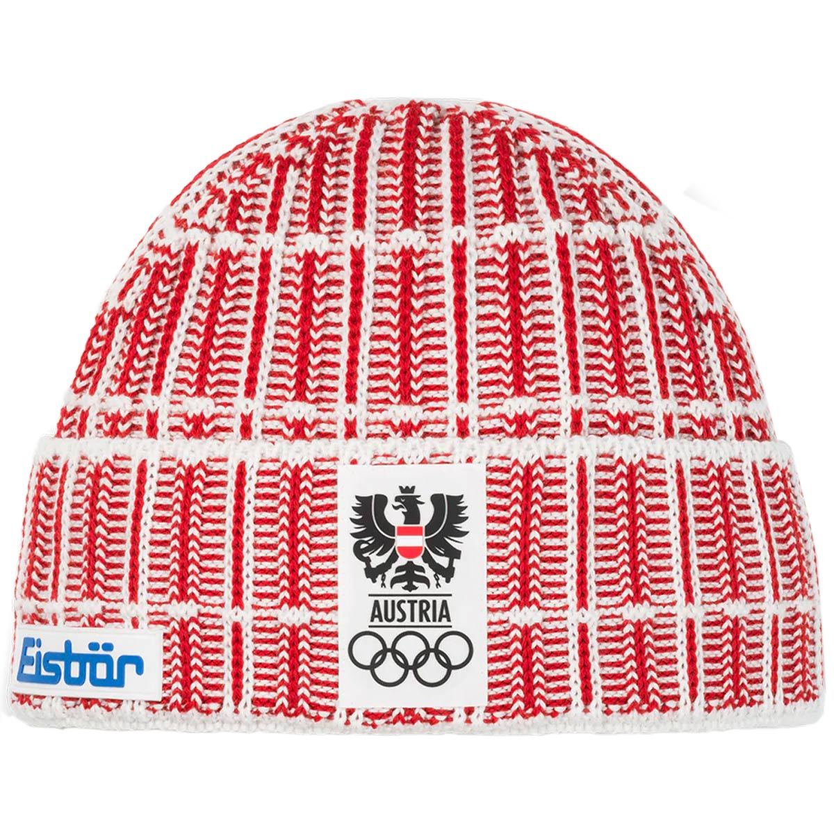 Eisbär - Milano MÜ ÖOC - Unisex Olympia Haube mit Fleeceband - Rot/Weiß