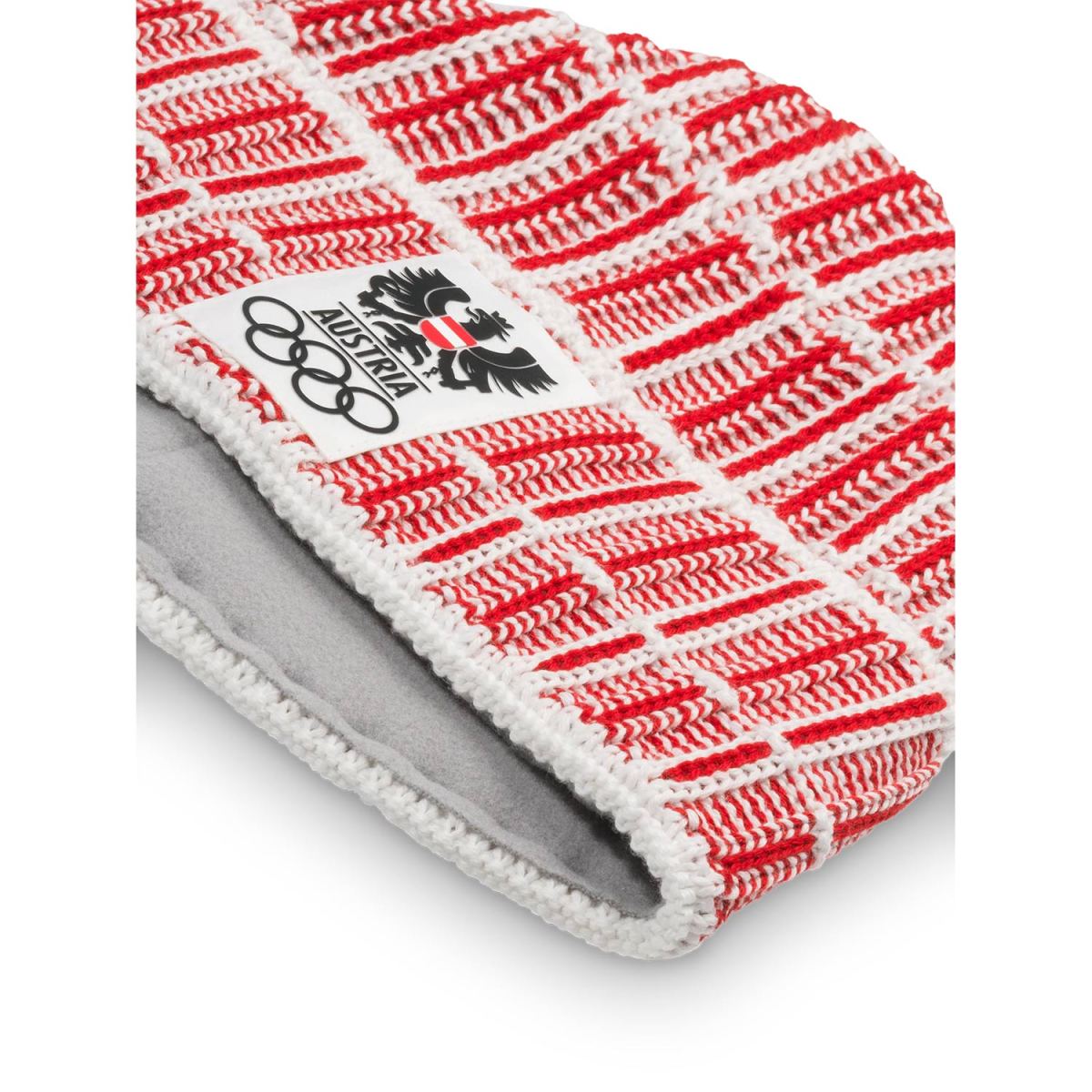 Eisbär - Milano MÜ ÖOC - Unisex Olympia Haube mit Fleeceband - Rot/Weiß – Bild 2