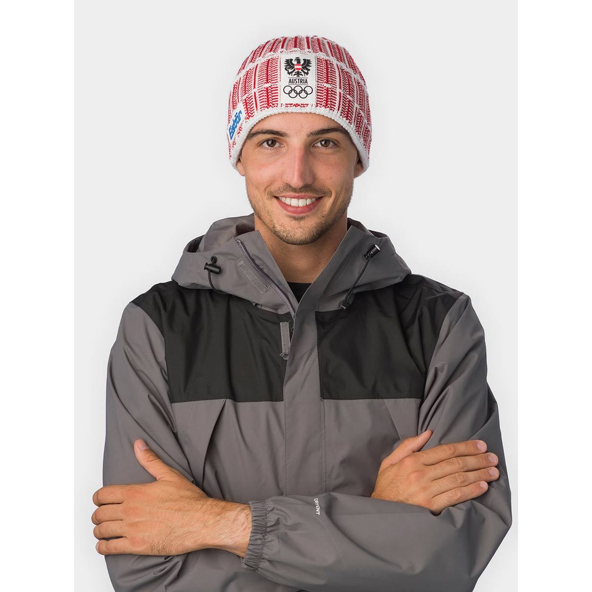 Eisbär - Milano MÜ ÖOC - Unisex Olympia Haube mit Fleeceband - Rot/Weiß – Bild 4