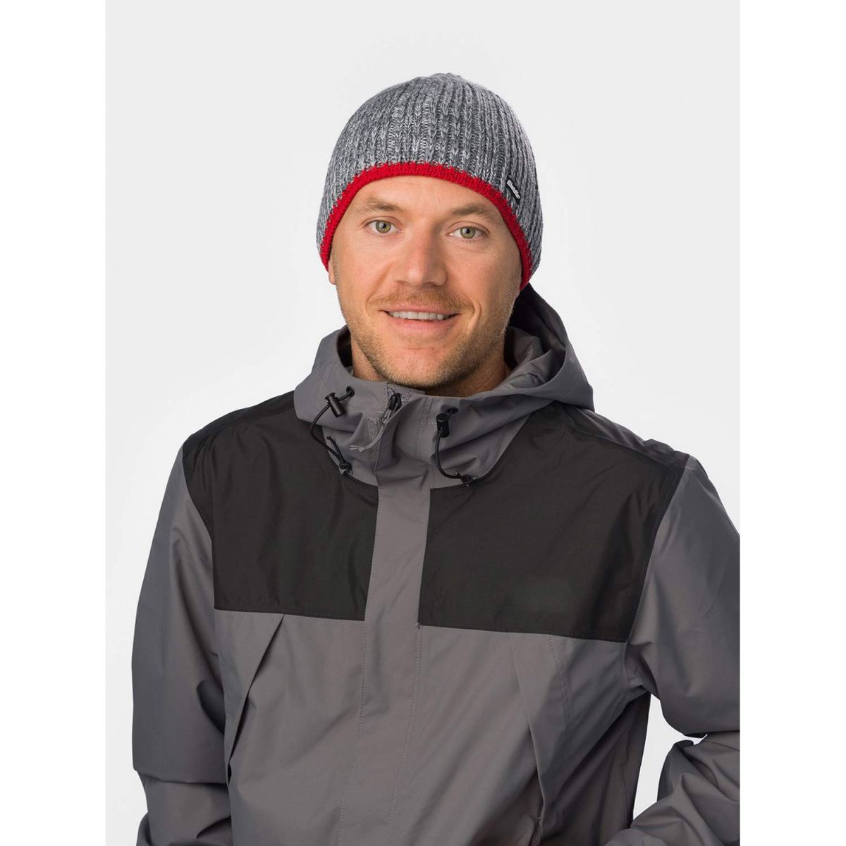 Eisbär - Rene MÜ - Herren Winter-Strickmütze mit Fleeceband - Rot/Grau (Ketchup/Graumeliert) – Bild 3