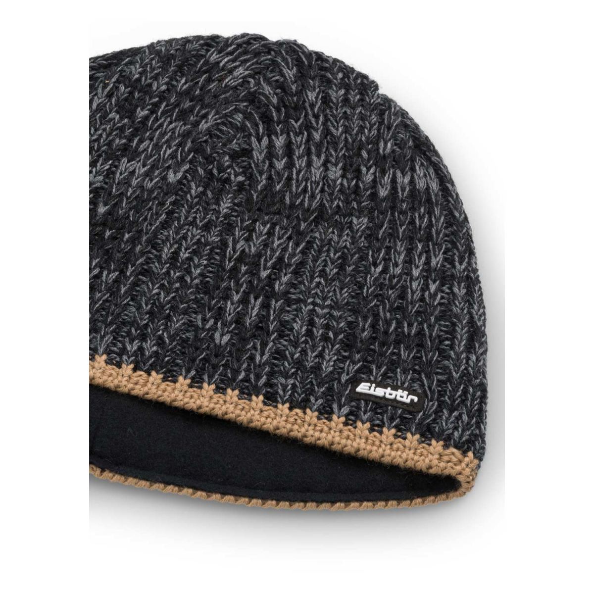 Eisbär - Rene MÜ XL - Herren Winter-Strickmütze mit Fleeceband - Braun/Schwarz (Cappuccino/Schwarzmeliert) – Bild 2