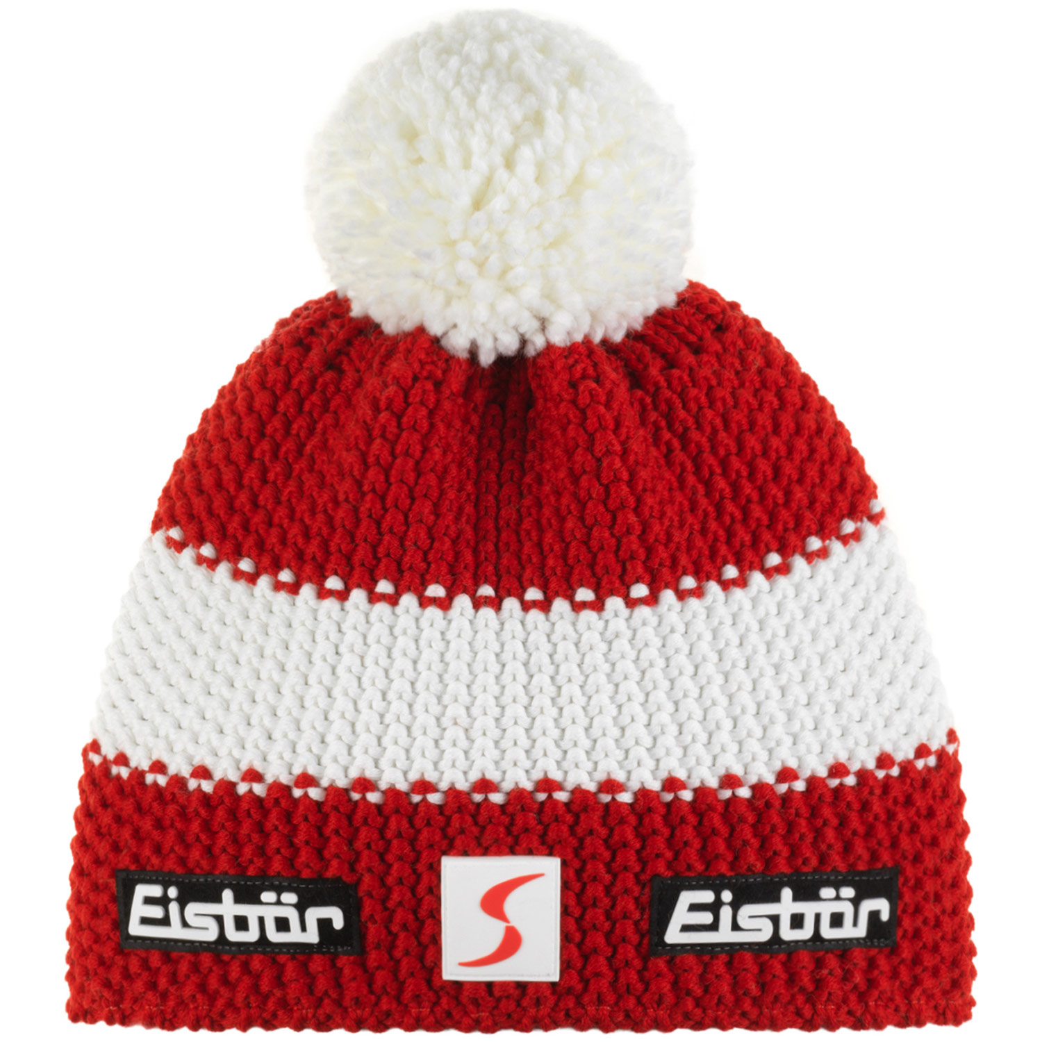 Eisbär - Star Pompon SP - Unisex Winter-Strickmütze - Rot/Weiß/Rot
