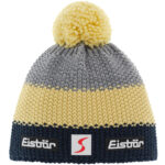 Eisbär - Star Pompon SP - Unisex Winter-Strickmütze - Dunkelblau/Pastellgelb/Grau