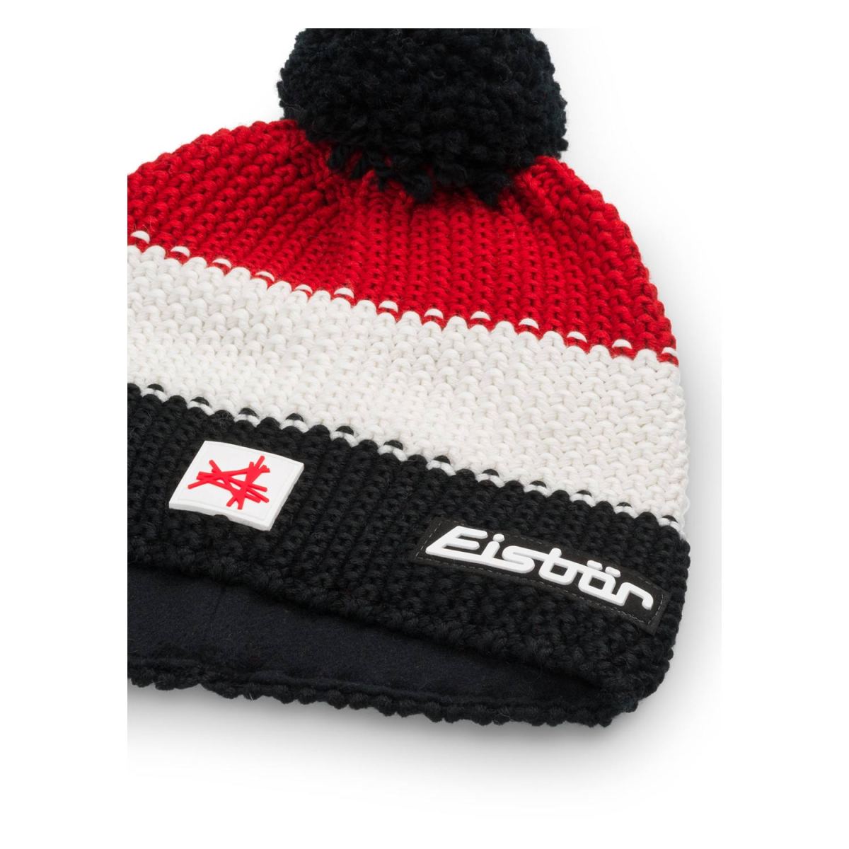 Eisbär - Star Pompon MÜ SA - Unisex Strickmütze mit Fleece-Inlet - Schwarz/White/Ketchup – Bild 2
