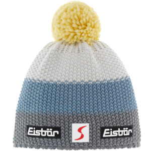 Eisbär - Star Pompon SP Kids - Kinder Winter-Strickmütze - Graumele/Pastellblau/Weiß