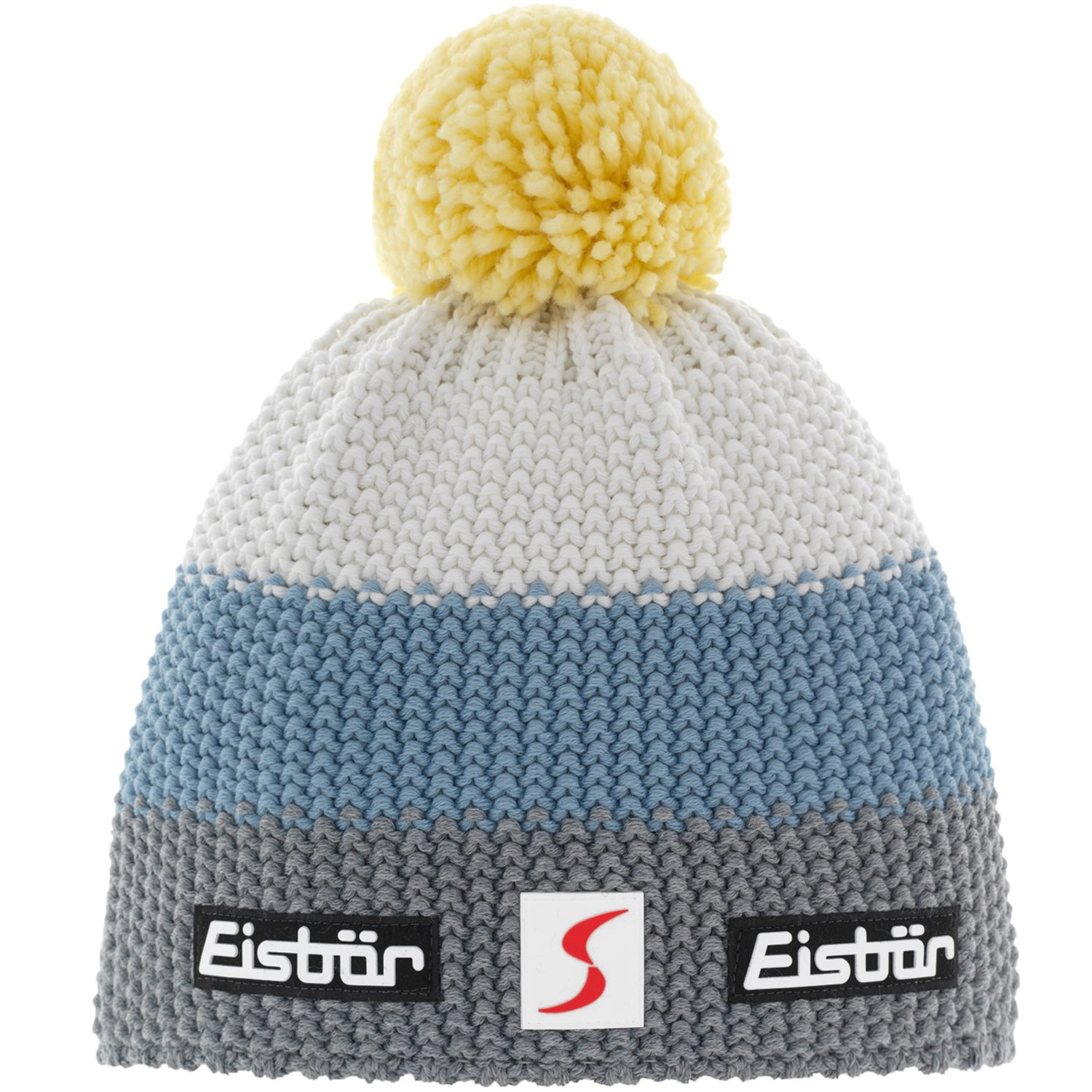 Eisbär - Star Pompon SP Kids - Kinder Winter-Strickmütze - Graumele/Pastellblau/Weiß