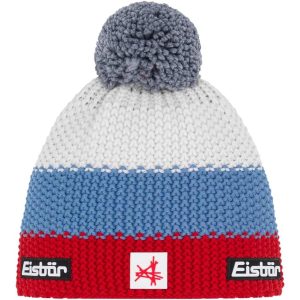 Eisbär - Star Pompon MÜ SA Kids - Kinder Winter-Strickmütze mit Fleeceband - Rot/Hellblau/Weiß (Red/Skyway/White)