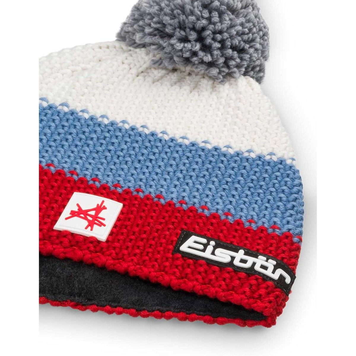 Eisbär - Star Pompon MÜ SA Kids - Kinder Winter-Strickmütze mit Fleeceband - Rot/Hellblau/Weiß (Red/Skyway/White) – Bild 2