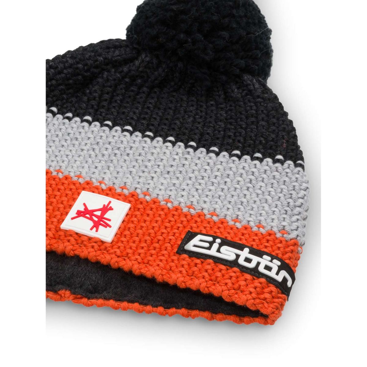 Eisbär - Star Pompon MÜ SA Kids - Kinder Wintermütze mit Fleeceband - D.Orange/Hellgrau/Schwarzmel – Bild 2