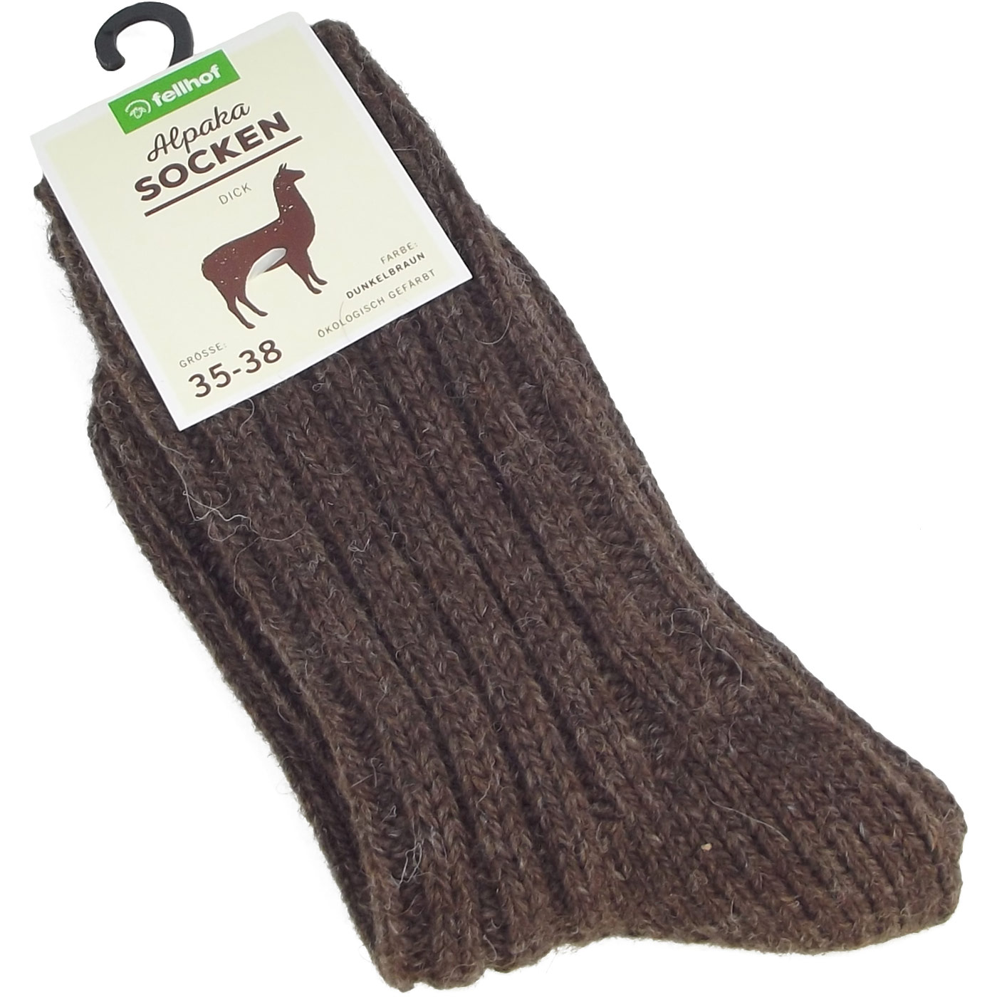 Fellhof - Alpaka - Unisex Socken Dick - dunkelbraun