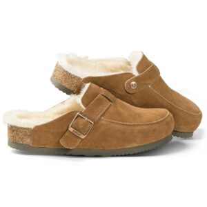 Fellhof - Elvas - Unisex Lammfell-Pantoffel mit Korkfußbett - Braun
