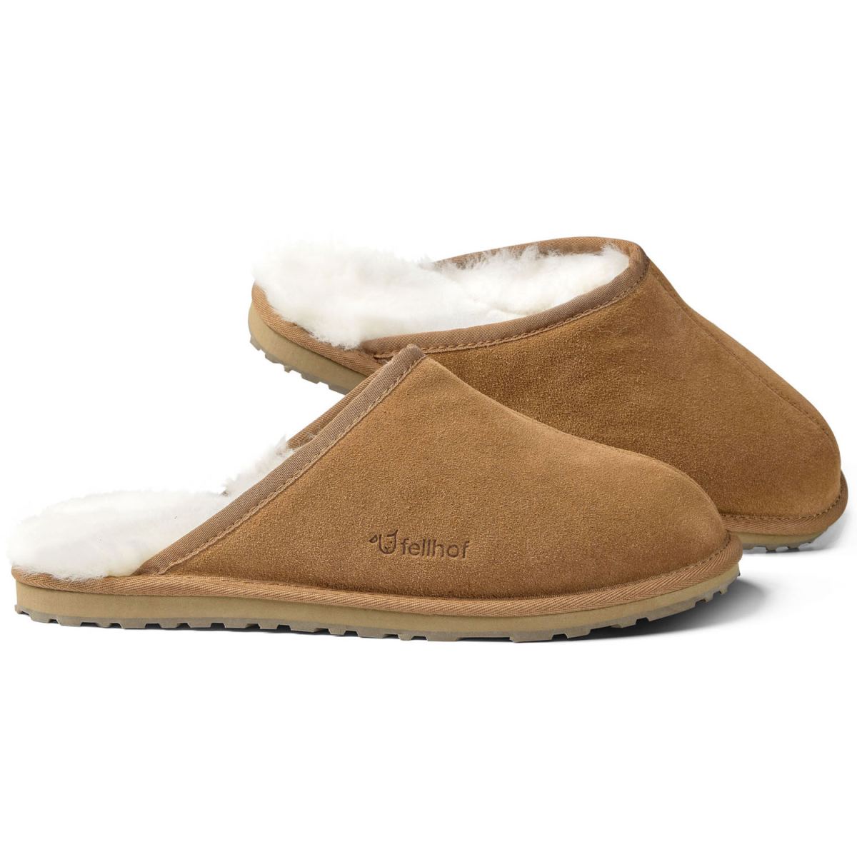 Fellhof - Primo Herren - Herren Lammfell-Pantoffel mit Gummisohle - Hellbraun