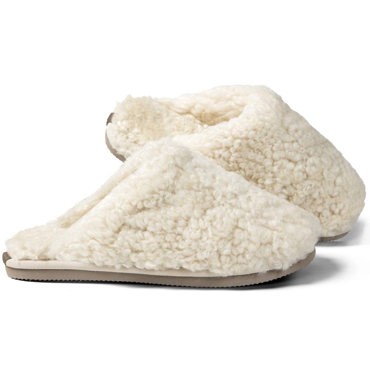 Fellhof - Trendy Teddy - Damen Lammfell-Pantoffel mit EVA-Sohle - Weiß